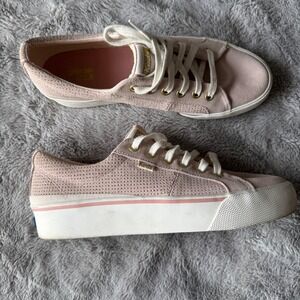 Keds Triple Up Platform Sneakers Pink Suede Perforated Womens 9 Casual Preppy